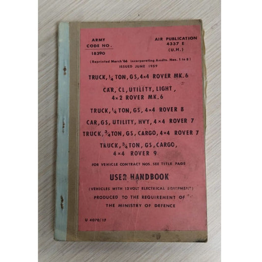 Rare Military Land Rover Handbook – 1950s Original
